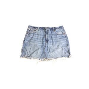 American Eagle A Line Skirt Women's Size 16 Blue Denim Distressed Super Hi-Rise